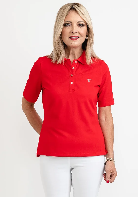 GANT Womens Pique Original Polo Shirt, Bright Red