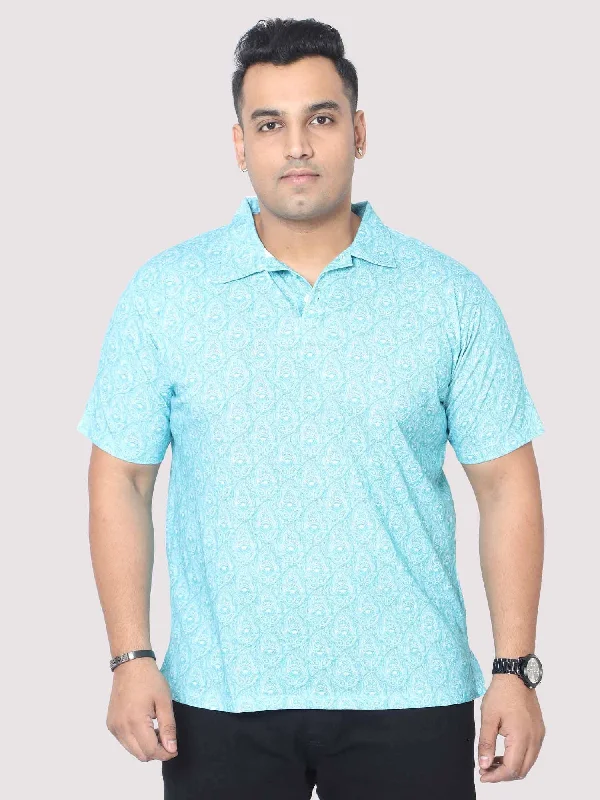 Men Plus Size Tiny Paisley Digital Printed Polo Collar T-shirt