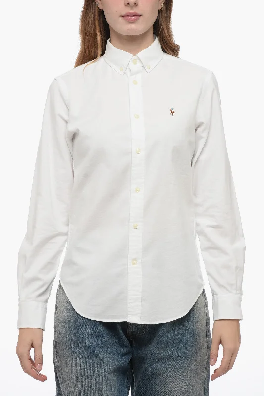 Polo Ralph Lauren Solid Color Button-Down Collar Shirt with Embroidered Logo