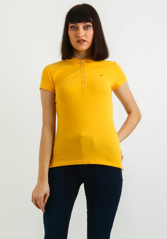 Tommy Hilfiger Womens Chiara Slim Fit Polo Shirt, Yellow