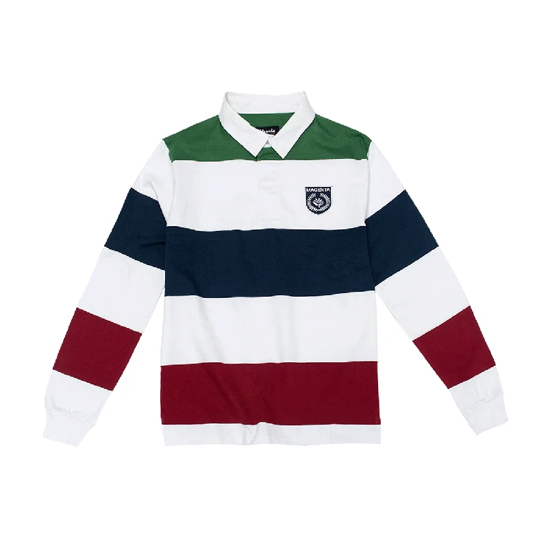 Magenta Skateboards - L/S Rugby Polo T-Shirt - Green/White/Navy SALE