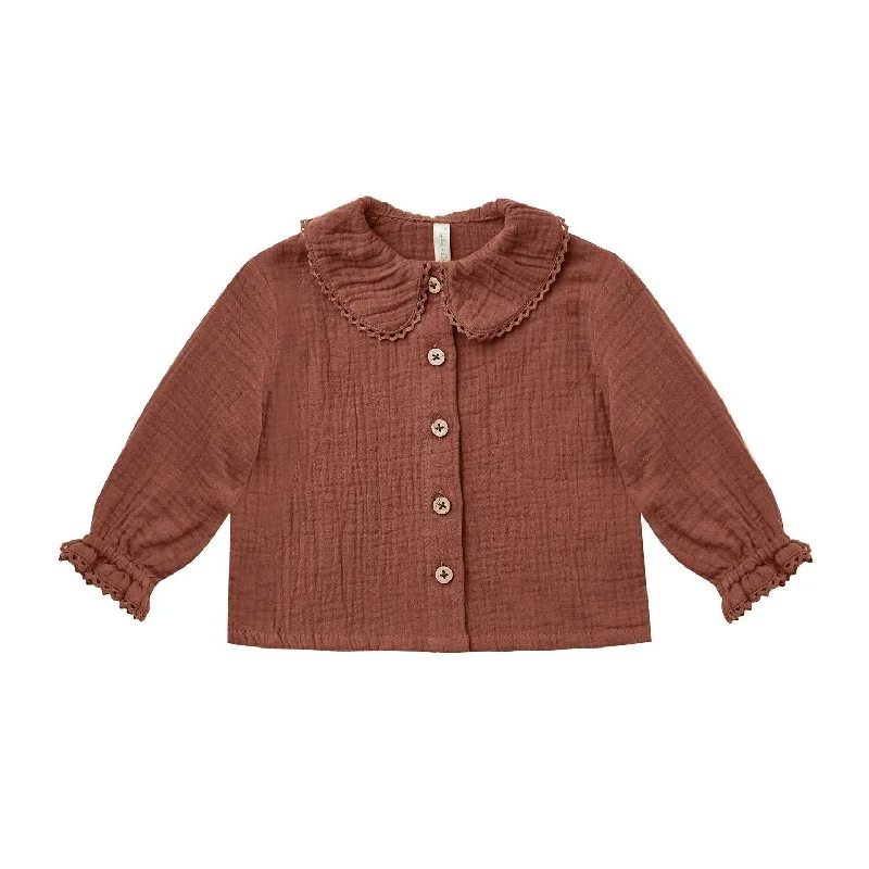 Rylee + Cru Oversized Collar Blouse - Wine