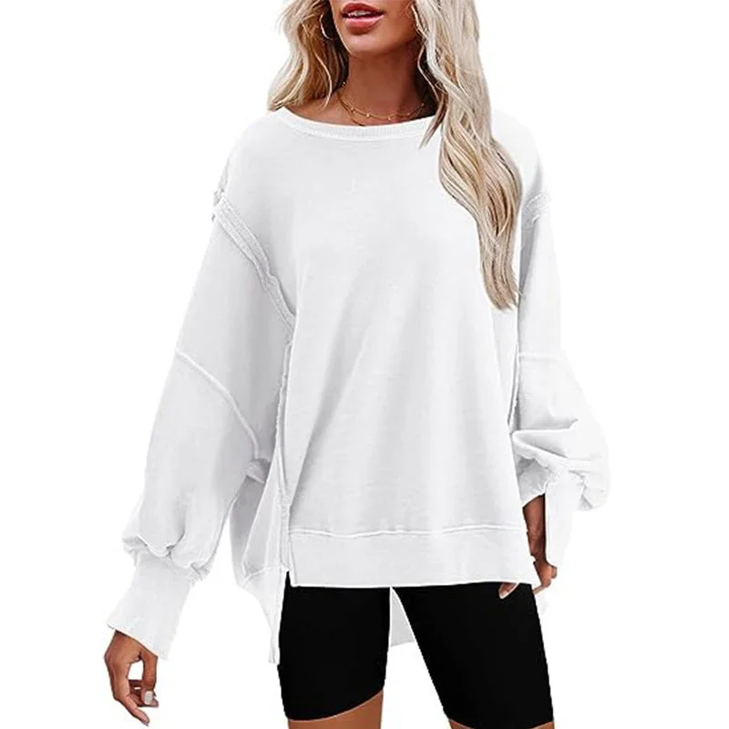 Oversized Exposed Seams Sweatshirt - Loose Pullover