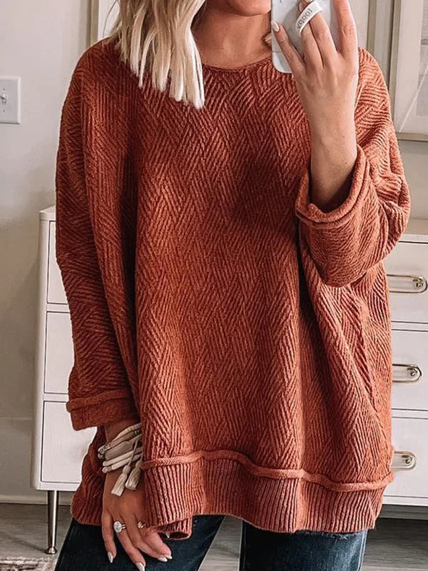 Slouchy Rust-Textured Oversized Knitwear